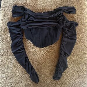 Black Off-Shoulder Ruched Top